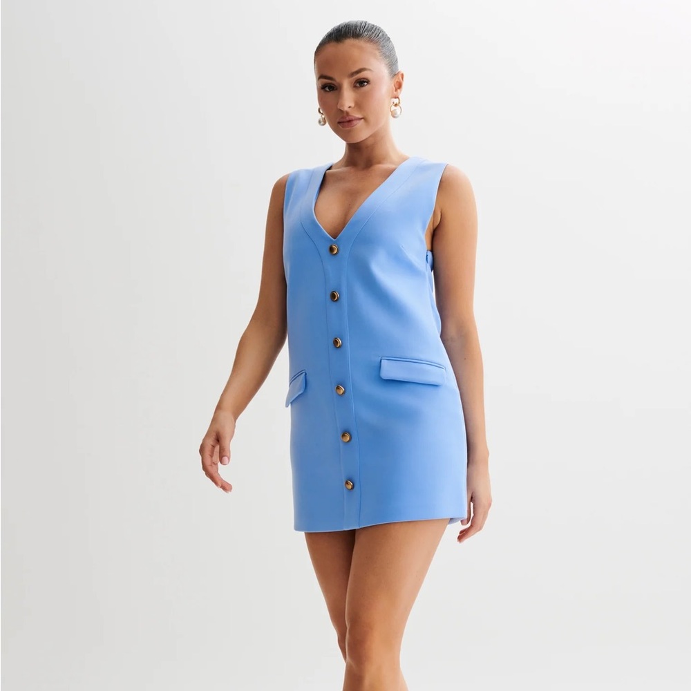 Meshki Blue Florentina Suiting Mini Dress